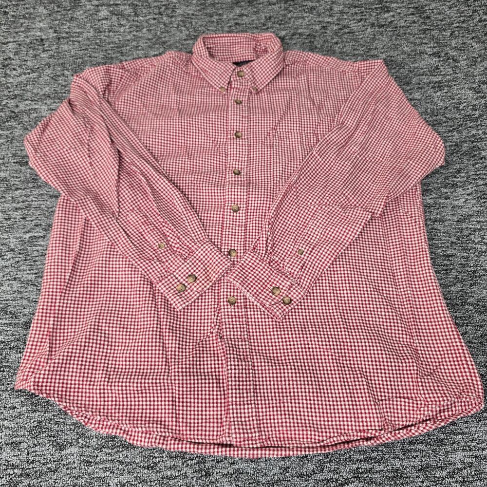 Cambridge Classics Gingham Button Up Shirt Men's XL Red White Check Long Sleeve